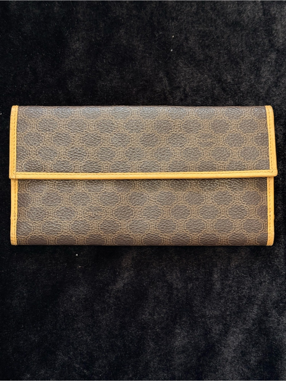 Celine Brown Wallet with beige Trim Continental Style